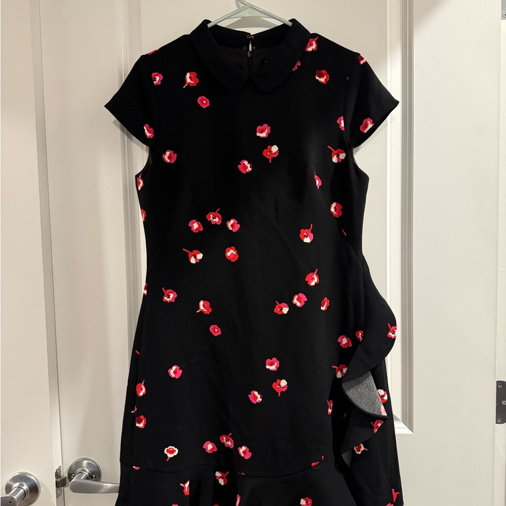 Kate Spade Black Dress with Red and Pink Floral Pattern